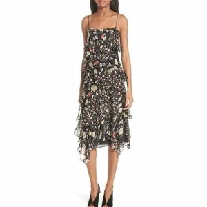 NEW Jason Wu‎ Grey | Painted Floral Silk Chiffon dress 2